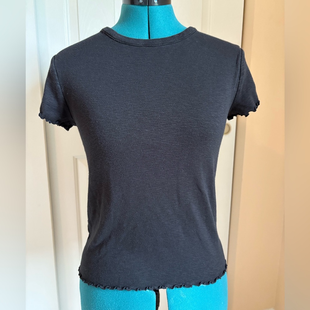 Madewell Black Lettuce Trim Tee Shirt